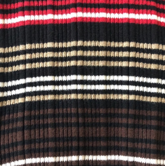 (M)🆕️🔥Liz Claiborne🔥 100%Cotton Black Striped Turtleneck Ptp 16"×L23" - Picture 5 of 6